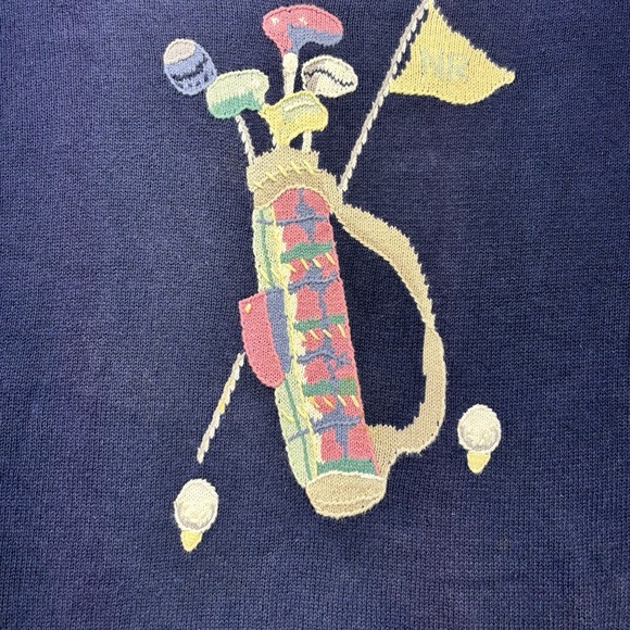 Vintage Northern Reflections Sweater Mens XL Golf Bag & Clubs Blue Knit Textured - Picture 2 of 8